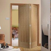 Bespoke Thrufold Varese Oak Flush Folding 2+0 Door with Aluminium Inlay - Prefinished