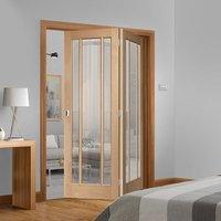 Bespoke Thrufold Worcester Oak 3L Glazed Folding 2+0 Door - Prefinished