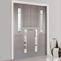 Bespoke Hermes Chocolate Grey Door Pair 2L with Clear Safety Glass - Prefinished