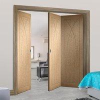 bespoke thrufold pesaro oak flush panel folding 21 door