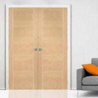 Bespoke Forli Oak Flush Door Pair with Aluminium Inlay - Prefinished