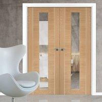 Bespoke Forli Oak Glazed Door Pair with Aluminium Inlay - Prefinished
