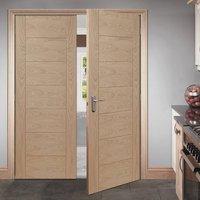 Bespoke Palermo Oak Fire Door Pair - 1/2 Hour Fire Rated - Prefinished