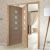 Bespoke Thrufold Palermo Oak Glazed Folding 2+0 Door - Prefinished