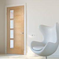 Bespoke Vancouver Oak 4L Door with Clear Glazed Offset - Prefinished