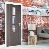 Bespoke Chocolate Grey Alcaraz Door with Clear Safety Glass - Prefinished