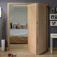 Bespoke Thrufold Altino Oak Flush Panel Folding 2+0 Door - Prefinished