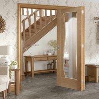 Bespoke Thrufold Emilia Oak Glazed Folding 2+0 Door with Stepped Design