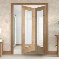 Bespoke Thrufold Ravenna Oak Glazed Folding 2+0 Door - Prefinished