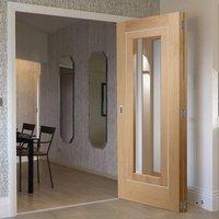 bespoke thrufold varese oak glazed folding 20 door with aluminium inla ...