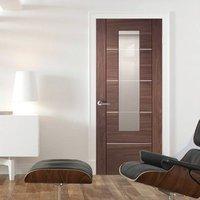Bespoke Portici Walnut Glazed Door with Aluminium Inlay - Prefinished