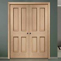 Bespoke Victorian Oak 4 Panel Door Pair with Raised Mouldings