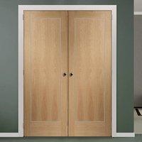 Bespoke Varese Oak Flush Fire Door Pair with Aluminium Inlay - 1/2 Hour Fire Rated - Prefinished