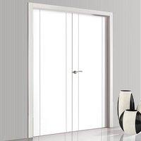 Bespoke Forli White Flush Door Pair with Aluminium Inlay - Prefinished