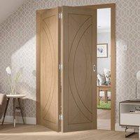 Bespoke Thrufold Treviso Oak Flush Panel Folding 2+0 Door - Prefinished