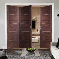 bespoke thrufold portici walnut flush folding 21 door with aluminium i ...