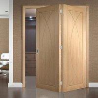 Bespoke Thrufold Pesaro Oak Flush Panel Folding 2+0 Door - Prefinished