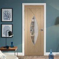 Bespoke Pesaro Oak Fire Door with Clear Fire Glass - 1/2 Hour Fire Rated