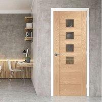 Bespoke Palermo Oak Fire Door with Obscure Fire Glass - 1/2 Hour Fire Rated