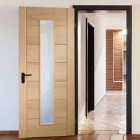 Bespoke Palermo Oak Fire Door with 1 Pane of Clear Fire Glass - 1/2 Hour Fire Rated