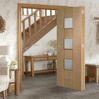 Bespoke Thrufold Messina Oak Glazed Folding 2+0 Door - Prefinished