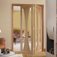 Bespoke Thrufold Verona Oak Glazed Folding 2+0 Door - Prefinished