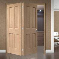 Bespoke Thrufold Victorian Oak 4P Folding 2+0 Door No Raised Mouldings - Prefinished