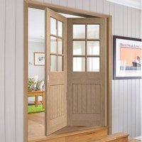 Bespoke Thrufold Suffolk Oak 6L Glazed Folding 2+0 Door - Prefinished