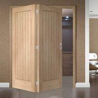 Bespoke Thrufold Suffolk Oak Folding 2+0 Door with Vertical Lining - Prefinished