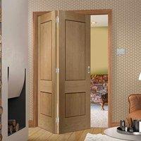 Bespoke Thrufold Piacenza Oak 2P Flush Folding 2+0 Door with Groove Design