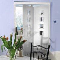 Bespoke Thrufold Palermo White Primed Glazed Folding 2+0 Door