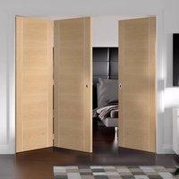 Bespoke Thrufold Forli Oak Flush Folding 2+1 Door with Aluminium Inlay - Prefinished