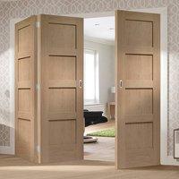 Bespoke Thrufold Shaker Oak 4P Folding 2+1 Door - Prefinished