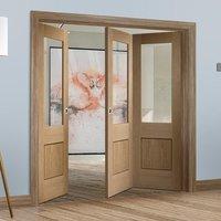 Bespoke Thrufold Piacenza Oak 1P Glazed Folding 2+1 Door with Groove Design