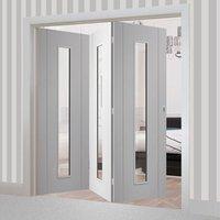 Bespoke Thrufold Forli White Glazed Folding 3+0 Door with Aluminium Inlay - Prefinished