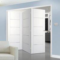 Bespoke Thrufold Forli White Flush Folding 3+0 Door with Aluminium Inlay - Prefinished