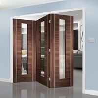 Bespoke Thrufold Forli Walnut Glazed Folding 3+0 Door with Aluminium Inlay - Prefinished