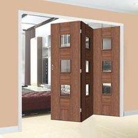 Bespoke Thrufold Messina Walnut Glazed Folding 3+0 Door - Prefinished