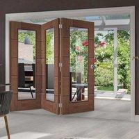 Bespoke Thrufold Ravenna Walnut Glazed Folding 3+0 Door - Prefinished