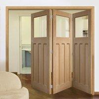 Bespoke Thrufold DX 1930\'s Oak Glazed Folding 3+0 Door - Prefinished