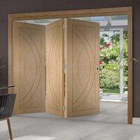 Bespoke Thrufold Treviso Oak Flush Panel Folding 3+0 Door - Prefinished