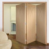 Bespoke Thrufold Pesaro Oak Flush Panel Folding 3+0 Door - Prefinished