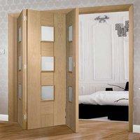 Bespoke Thrufold Messina Oak Glazed Folding 3+0 Door - Prefinished