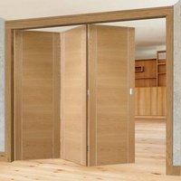 Bespoke Thrufold Forli Oak Flush Folding 3+0 Door with Aluminium Inlay - Prefinished