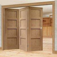 Bespoke Thrufold Shaker Oak 4P Folding 3+0 Door - Prefinished