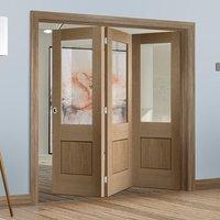 Bespoke Thrufold Piacenza Oak 1P Glazed Folding 3+0 Door with Groove Design