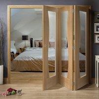 Bespoke Thrufold Emilia Oak Glazed Folding 3+0 Door with Stepped Design