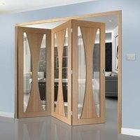 Bespoke Thrufold Verona Oak Glazed Folding 3+0 Door