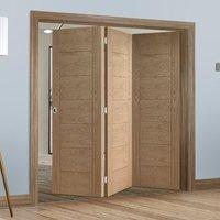 Bespoke Thrufold Palermo Flush Oak Folding 3+0 Door with Panel Effect