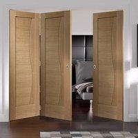 Bespoke Thrufold Emilia Oak Flush Folding 2+1 Door with Stepped Design